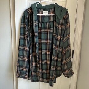 American Eagle Hooded Flannel Size XL